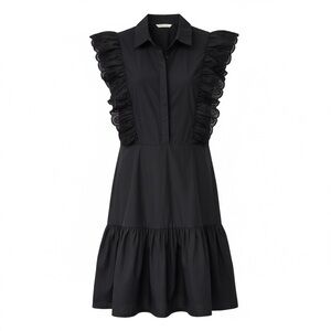a loves a Black Embroidered Flutter Sleeve Tiered Mini Dress